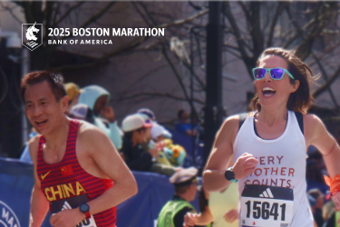 Boston Marathon runners in action