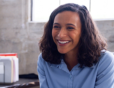 woman smiling at the camera